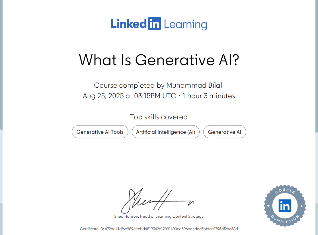 Certificate of Completion: What Is Generative AI