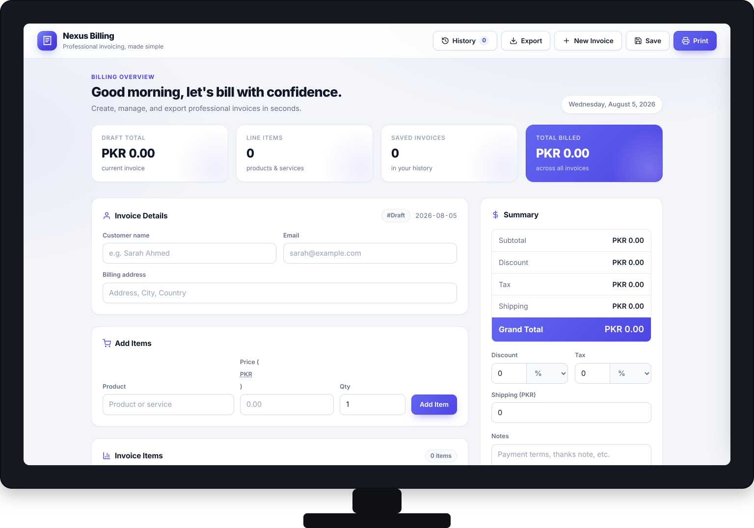 JS Billing App
